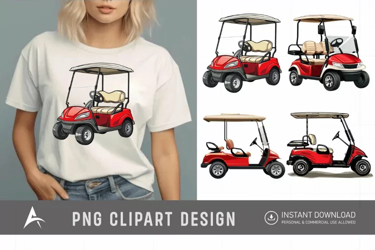 Watercolor Golf Cart Clipart