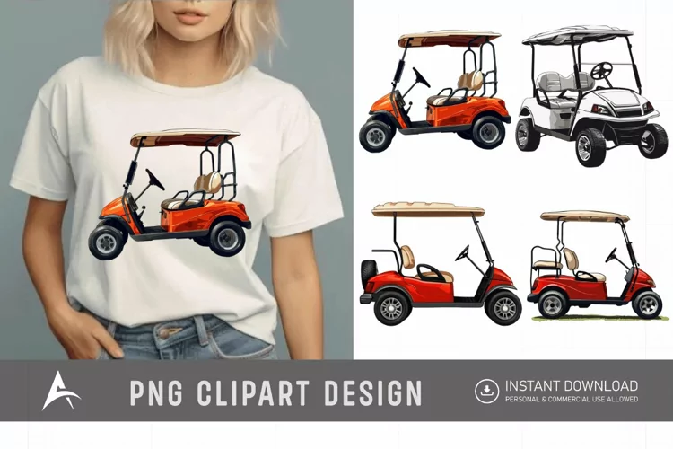 Watercolor Golf Cart Clipart