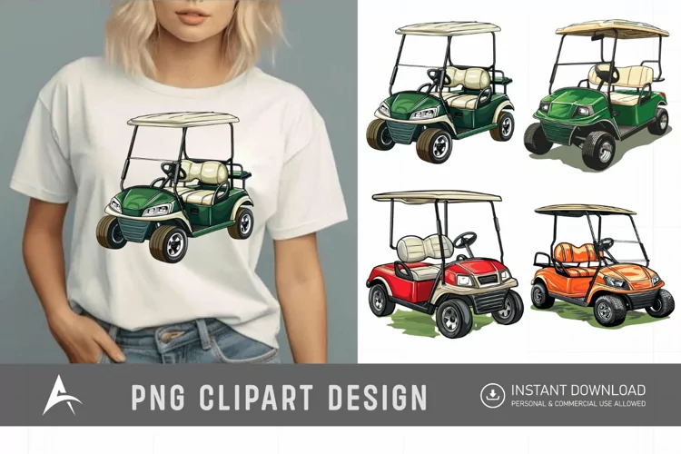Watercolor Golf Cart Clipart