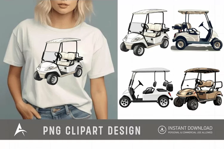 Watercolor Golf Cart Clipart