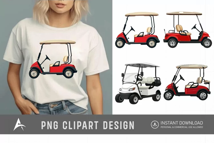 Watercolor Golf Cart Clipart