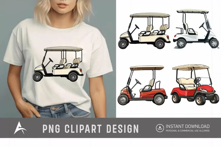 Watercolor Golf Cart Clipart