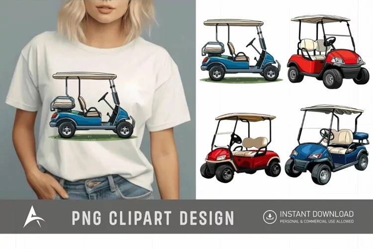 Watercolor Golf Cart Clipart
