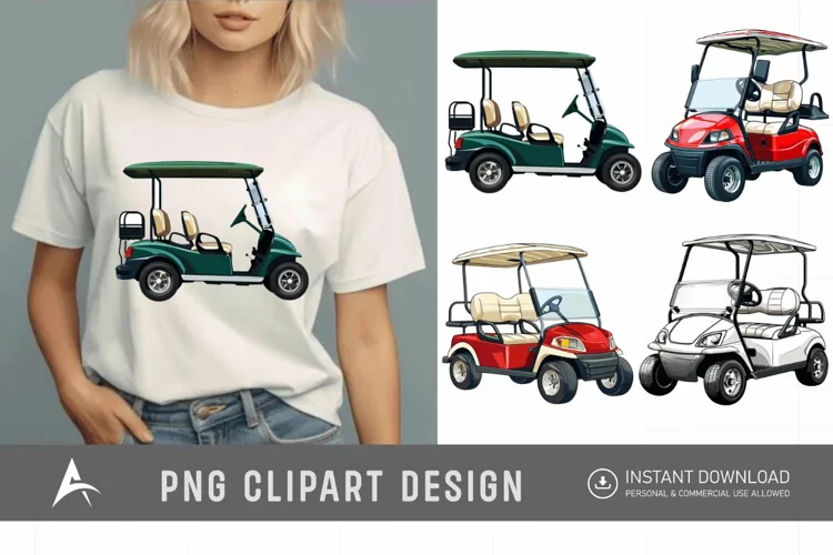 Watercolor Golf Cart Clipart