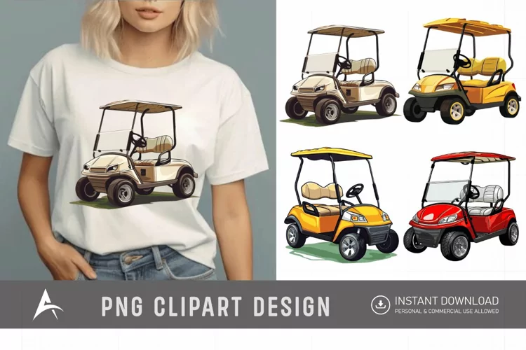 Watercolor Golf Cart Clipart