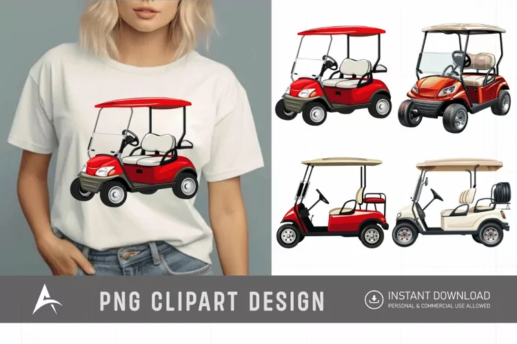 Watercolor Golf Cart Clipart