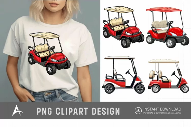 Watercolor Golf Cart Clipart