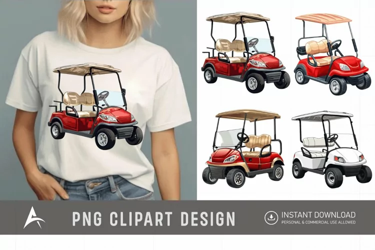 Watercolor Golf Cart Clipart