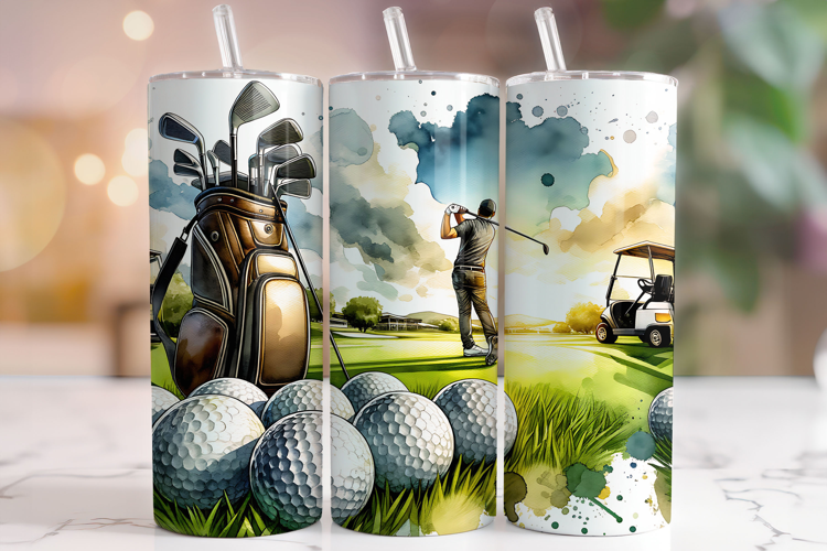 Golf Tumbler Wrap, Golf Landscape Tumbler Wrap, Golfer PNG