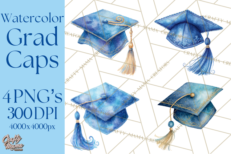 Graduation Cap Clipart PNG, Watercolor Graduation Hat Tassel