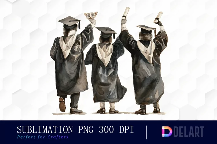 Graduation Animals Back View Illustration Clipart