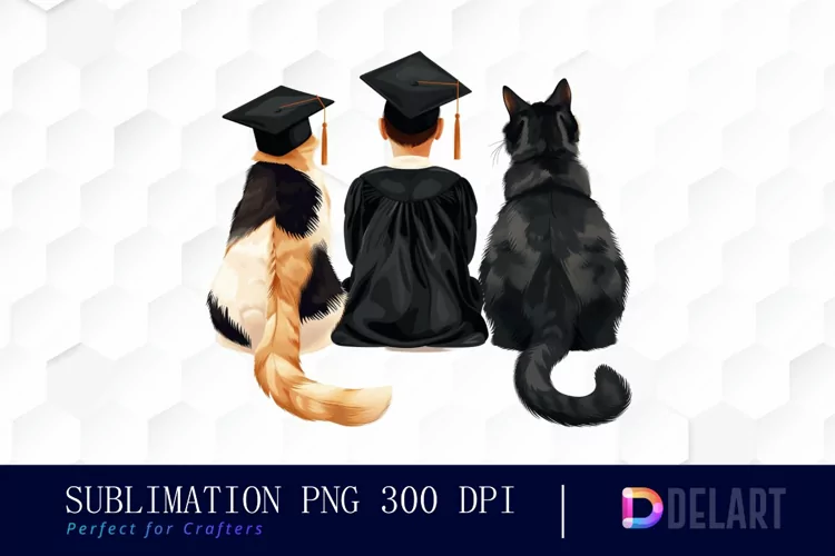 Graduation Animals Back View Illustration Clipart