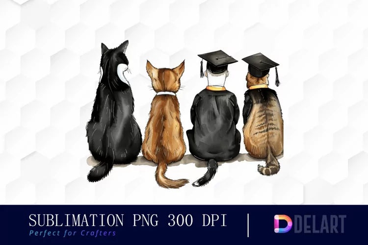 Graduation Animals Back View Sublimation PNG Clipart