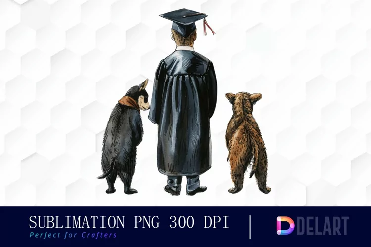 Graduation Animals Back View Sublimation PNG Clipart
