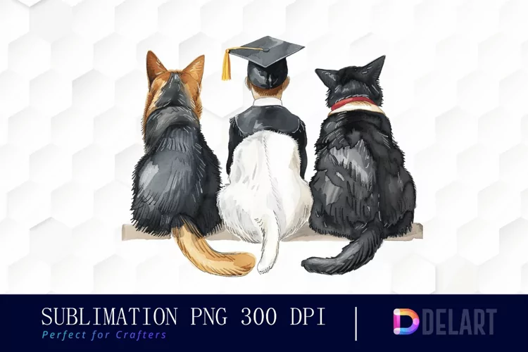 Graduation Animals Back View Illustration Clipart