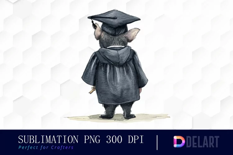 Graduation Animals Back View Sublimation PNG Clipart