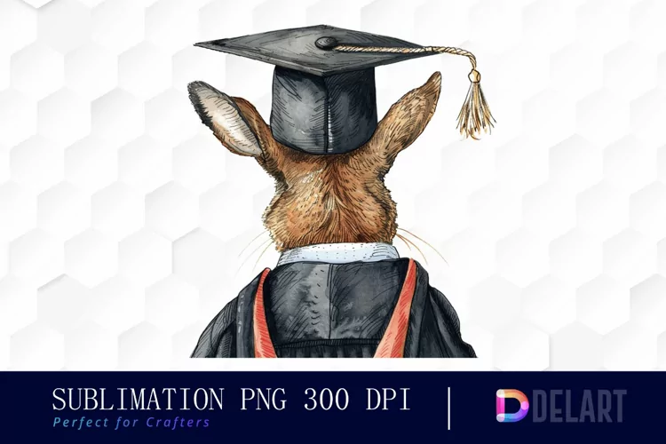 Graduation Animals Back View Watercolor Clipart