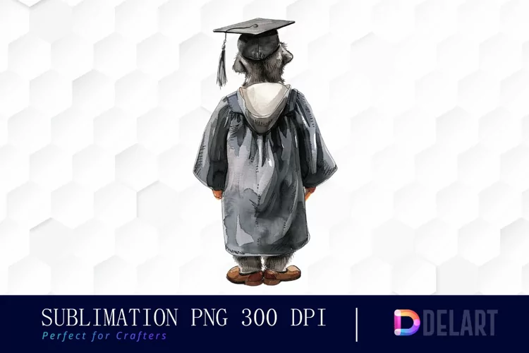 Graduation Animals Back View Watercolor Clipart