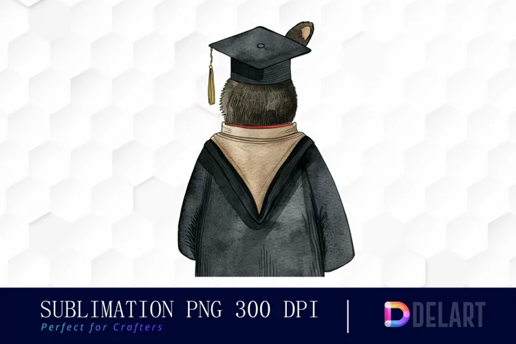 Graduation Animals Back View Illustration Clipart