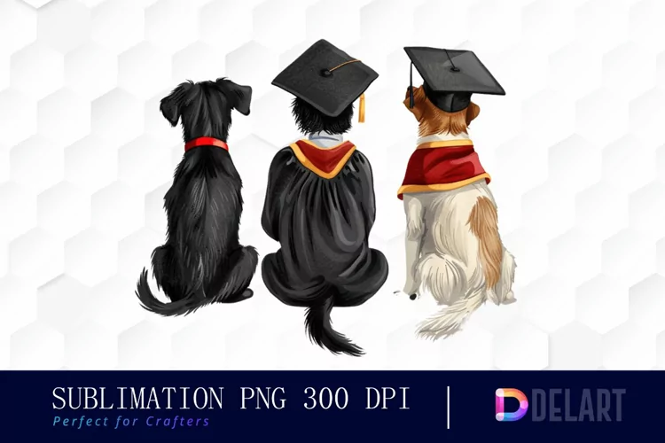 Graduation Animals Back View Illustration Clipart