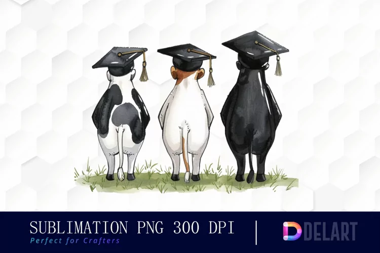 Graduation Animals Back View Sublimation PNG Clipart