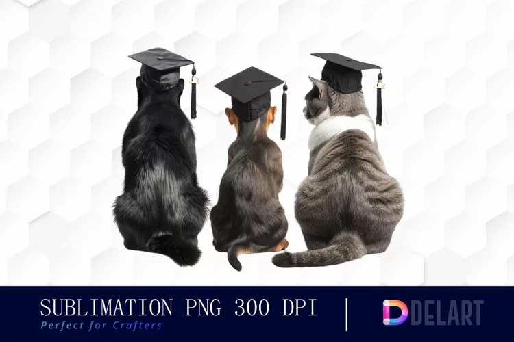 Graduation Animals Back View Watercolor Clipart