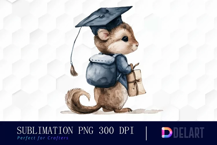 Graduation Animals Back View Illustration Clipart