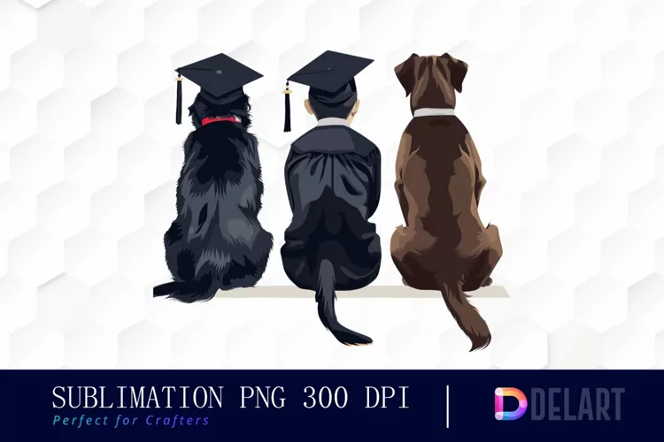 Graduation Animals Back View Watercolor Clipart