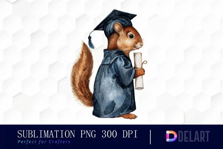 Graduation Animals Back View Watercolor Clipart