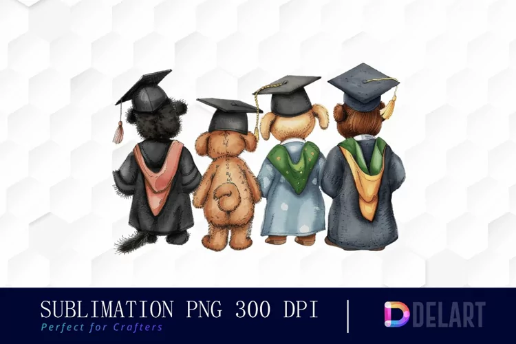 Graduation Animals Back View Graphics Clipart