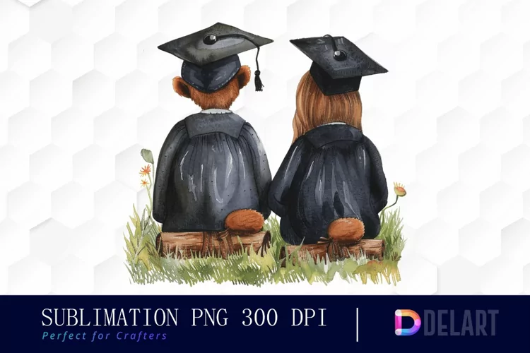 Graduation Animals Back View Illustration Clipart