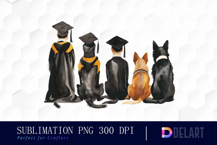 Graduation Animals Back View Illustration Clipart