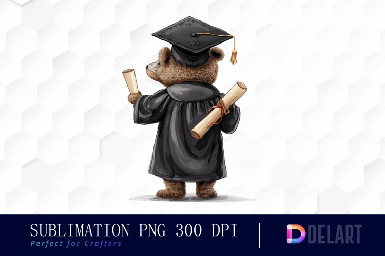 Graduation Animals Back View Watercolor Clipart