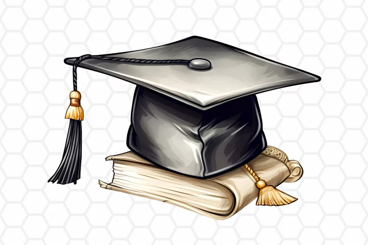 Watercolor Graduation Cap Clipart, Sublimation PNG