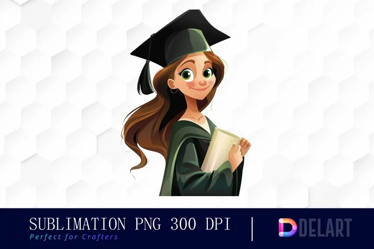 Graduation Girl Illustration Clipart