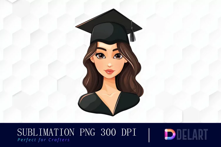 Graduation Girl Stickers Watercolor Clipart