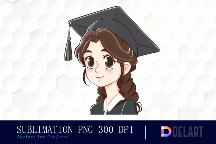 Graduation Girl Stickers Watercolor Clipart