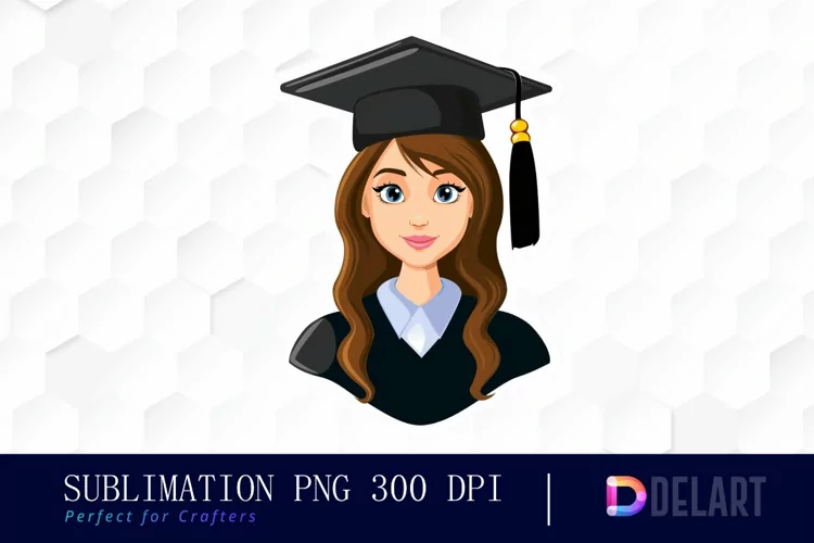 Graduation Girl Stickers Watercolor Clipart