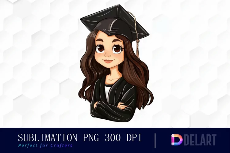 Graduation Girl Stickers Watercolor Clipart