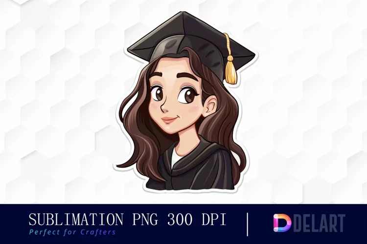 Graduation Girl Stickers Watercolor Clipart