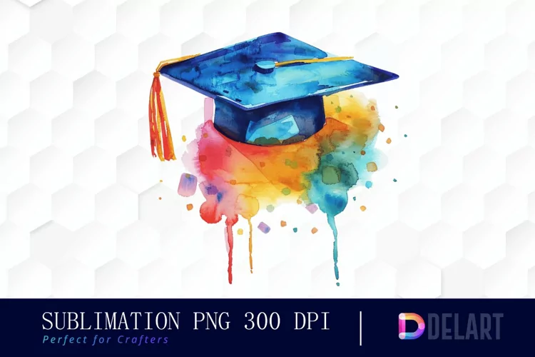 Graduation Hat Watercolor Clipart