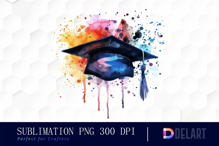 Graduation Hat Watercolor Clipart