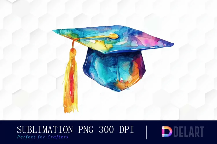 Graduation Hat Watercolor Clipart
