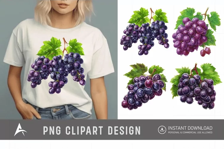 Watercolor Grapes fruit Clipart