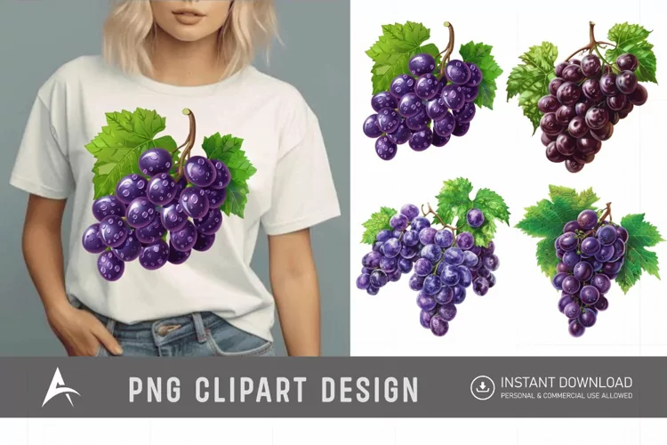 Watercolor Grapes fruit Clipart