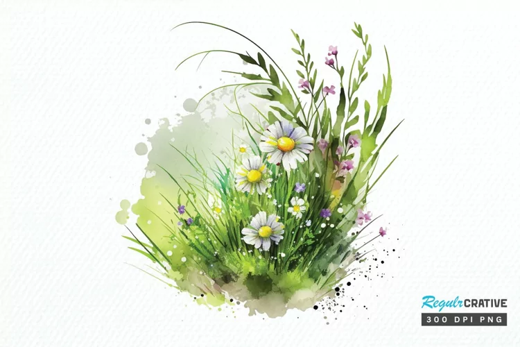 Watercolor Grass Spring Floral PNG Clipart