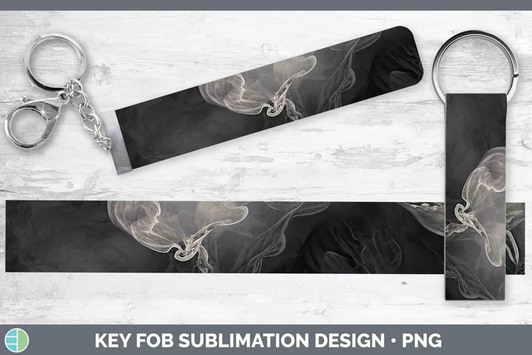 Watercolor Gray Key Fob Sublimation Wristlet Designs