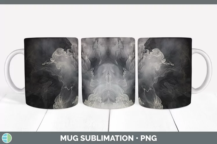 Watercolor Gray Mug Wrap Sublimation Coffee Cup Designs