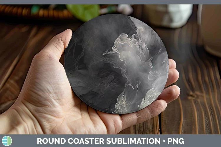Watercolor Gray Round Coaster Sublimation Coaster Designs