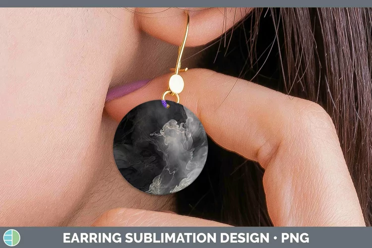 Watercolor Gray Round Earrings Sublimation Earrings Designs